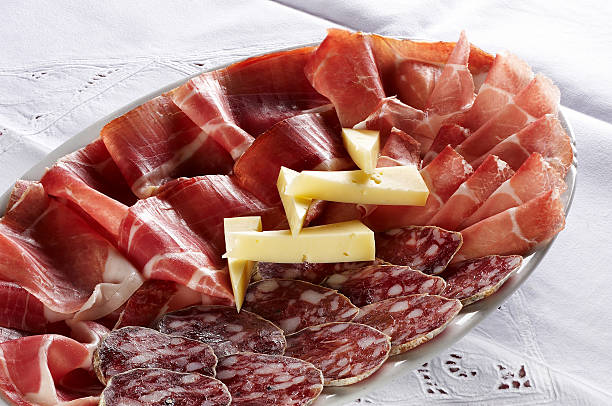 istock Plate with different sort of salami and prosciutto 153725949