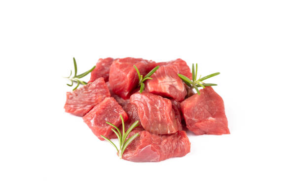 istock Heap of raw chopped beef isolated on white background 1537285337