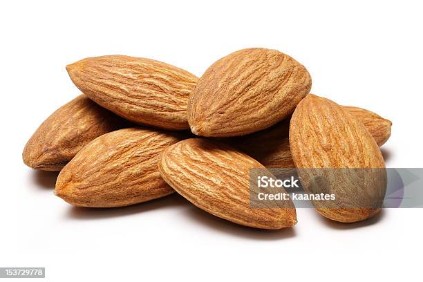 Almonds Stock Photo - Download Image Now - Almond, Cut Out, White Background