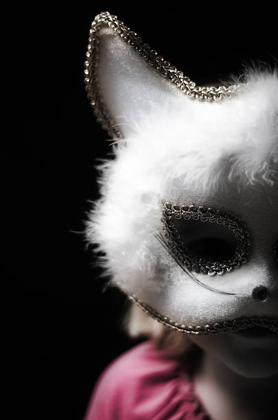 Child in Cat Mask stock photo