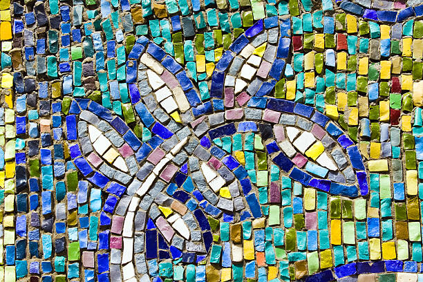istock Colorful mosaic leaves texture on wall 153730491
