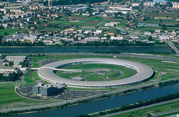Synchrotron of Grenoble Areal view of polygon scientifiques, neutron photos stock pictures, royalty-free photos & images