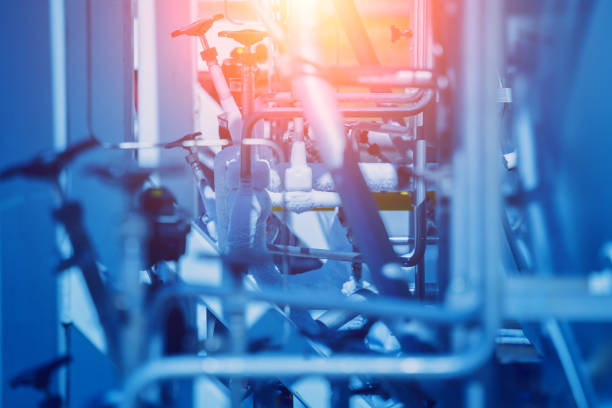 Liquid nitrogen tanks and heat exchanger coils for producing industrial gas.