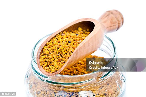 Wooden Scoop And Bee Pollen Stock Photo - Download Image Now - Bee, Drinking Glass, Glass - Material
