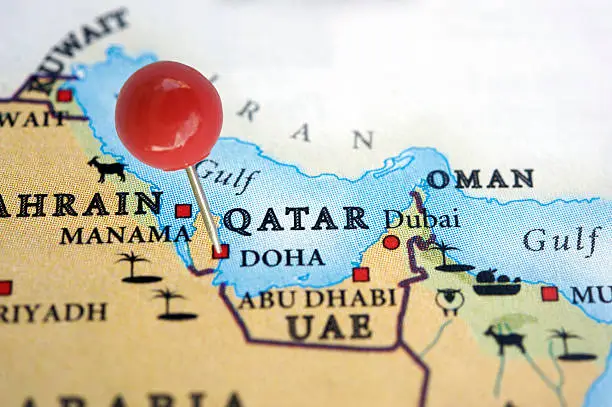 Photo of Qatar on a map