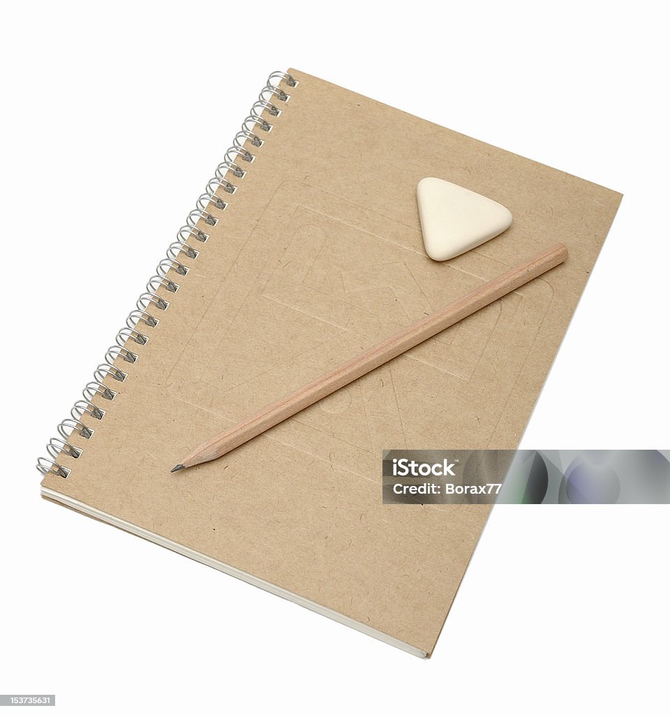 Open Craft Paper Sketchbook With Pencils And Eraser On White Background  Stock Photo - Download Image Now - iStock