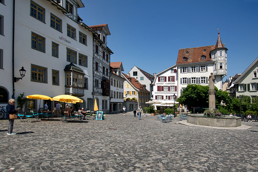 St. Gallen, Switzerland, May 31st 2023: Gallus Place. The Swiss city of St.Gallen lies on Lake Constance and is a World Heritage Site