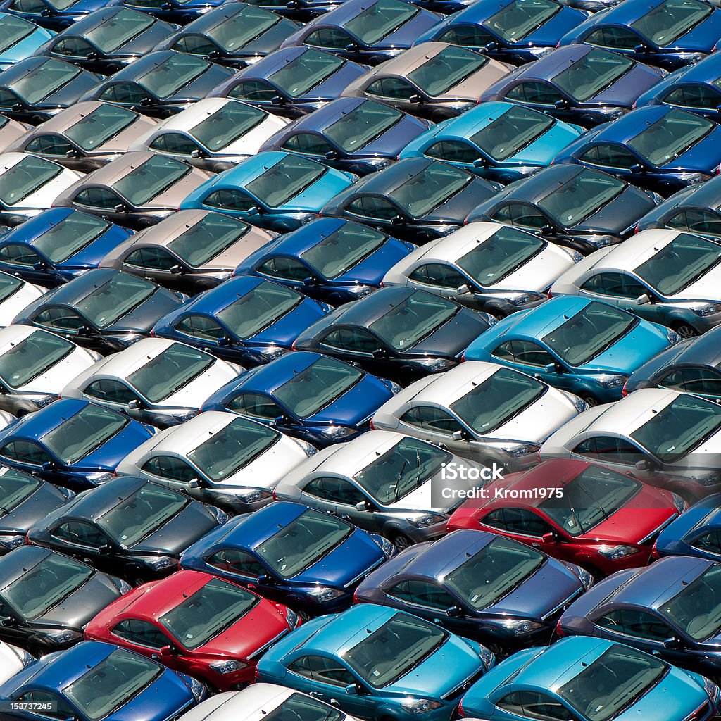 Field of new cars Field of new cars, ready to be sold. Used Car Selling Stock Photo