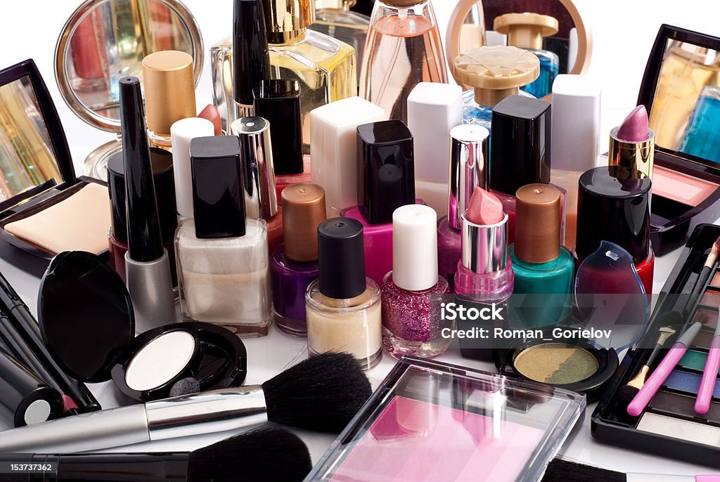 cosmetic collection big cosmetic collection of lot of objects Beauty Stock Photo