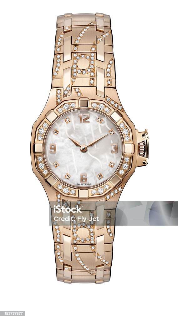 Ladies wrist watch Luxury ladies golden wrist watch with gold bracelet Watch - Timepiece Stock Photo