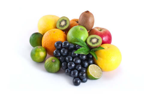 Diverse fresh fruits, isolated on white background