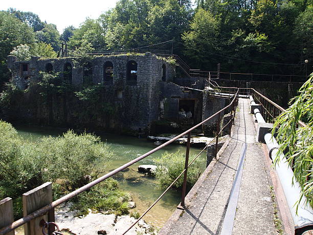 Old fench dam in a place called the losses of stock photo