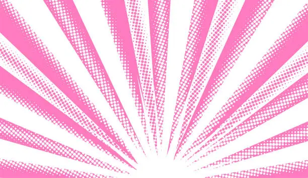 Vector illustration of Pink background of light with the halfton effect in the style of manga, comics.