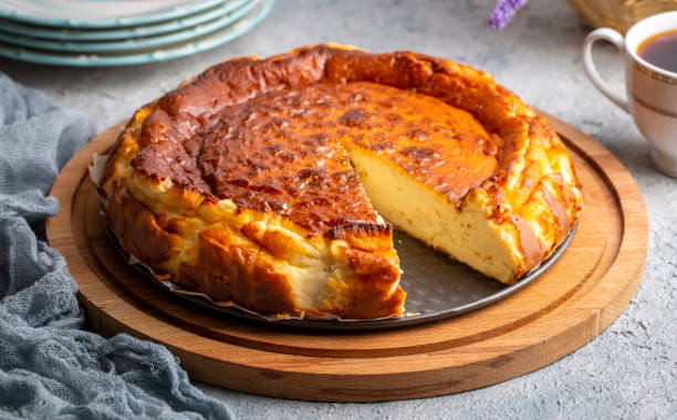 istock Basque burnt cheesecake homemade style, San Sebastian cake 1537409488
