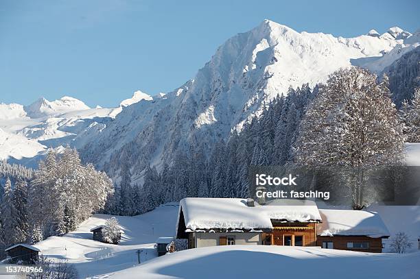 Klosters Winter Landscape Stock Photo - Download Image Now - Winter, Architecture, Blue