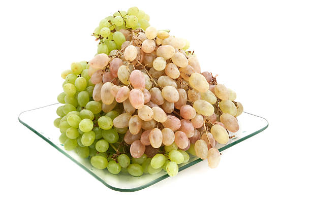 istock Green and pink grapes on a plate. 153742466