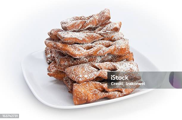 Plate Of Faworki Polishd Dessert Stock Photo - Download Image Now - Cut Out, Baked, Brown