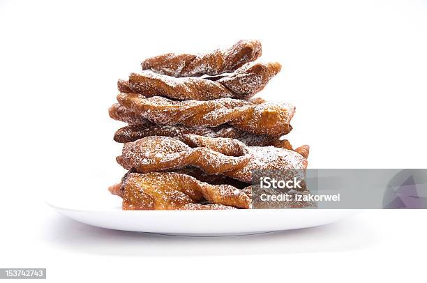 Plate Of Faworki Polishd Dessert Stock Photo - Download Image Now - White Color, Baked, Brown