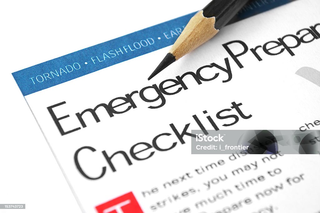 Checklist di emergenza - Foto stock royalty-free di Lista di controllo