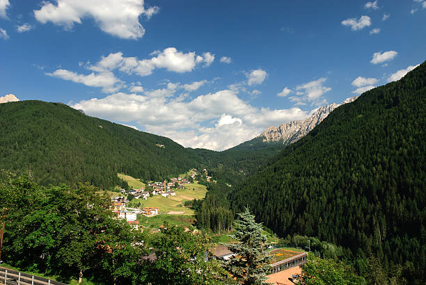 New Levant View of Nova Levante in Bolzano, Trentino Alto Adige catinaccio stock pictures, royalty-free photos & images