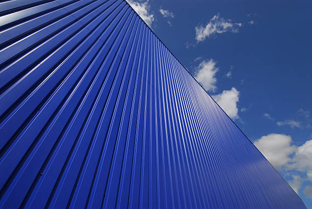 Blue Metal Cladding Building Facade stock photo