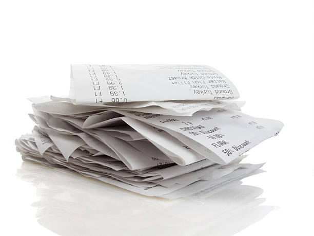 istock Isolated image of a stack of receipts on a white background 153747042