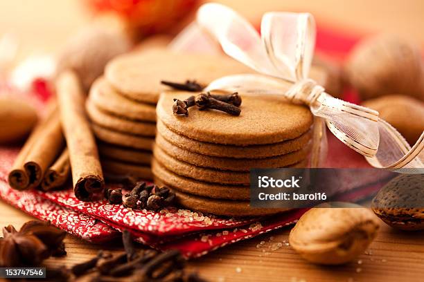 Heartshaped Gingerbread Cookies Stock Photo - Download Image Now - Almond, Anise, Cake