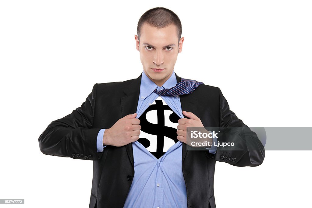 Super pieniądze człowiek - Zbiór zdjęć royalty-free (Białe tło)