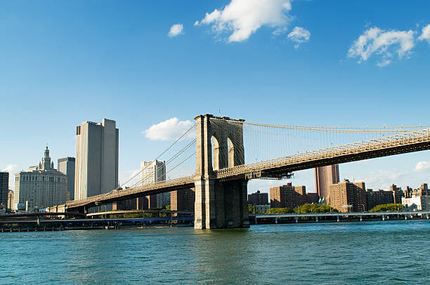 istock Brooklyn bridge in New York on bright summer day 153747915
