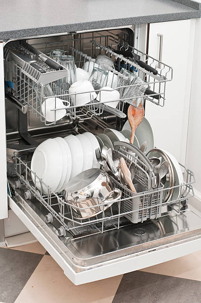 istock Dish washer with clean and shiny dishes 153747984