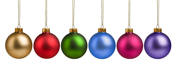 istock Colorful Christmas baubles isolated on white 153748799
