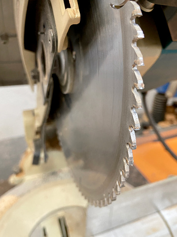 Close-up of circular saw blade