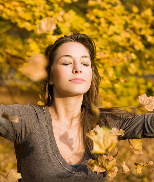 istock Autumn park and a beautiful brunette. 153750552