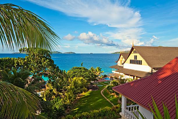 istock seascape view with a tropical hote 153750796