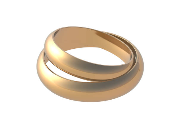 istock Set of wedding rings isolated on white background. 3d render 1537508566