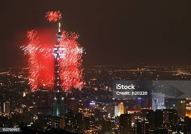 Foto de Taipei101 Taipei Noite De Cena Fogos De Artifício e mais fotos de stock de 101