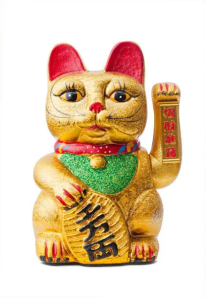 The Maneki Neki is an ancient cultural icon from japan and popular in many asian cultures. The welcoming cat supposedly brings great wealth and fortune to its owner. The cat goes by many names in western cultures, for instances;  Welcoming Cat, Lucky Cat, Money cat  or Fortune Cat.
