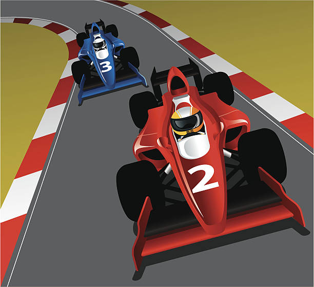 ilustrações, clipart, desenhos animados e ícones de carro de corrida na pista - racecar color image illustration technique speed