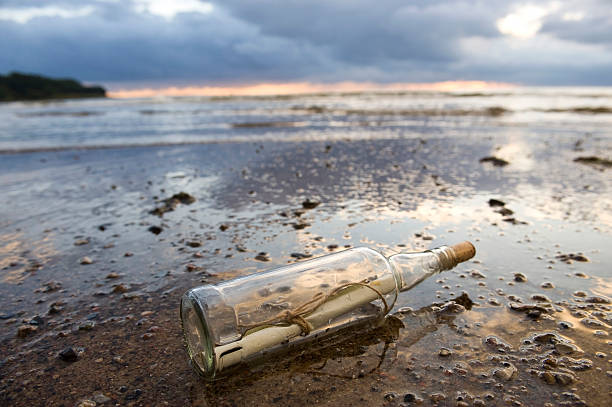 message in a bottle stock photo