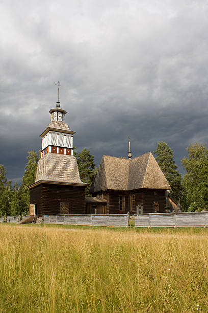 Old Wooden Church in Finland stock photo