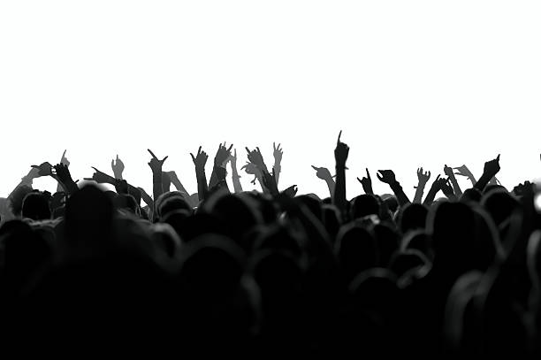 Black/White photo of Concert Crowd stock photo
