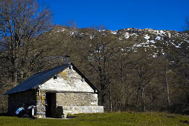 Refugee in the Pyrenees stock photo