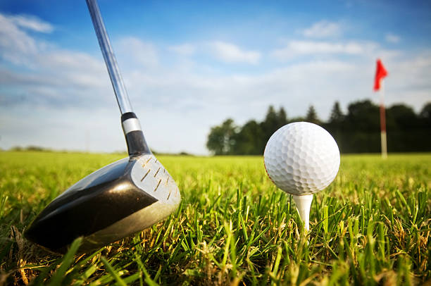 istock Playing golf. Club and ball on tee 153753583
