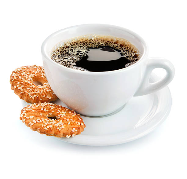 istock cup of coffee on saucer with biscuits 153754355