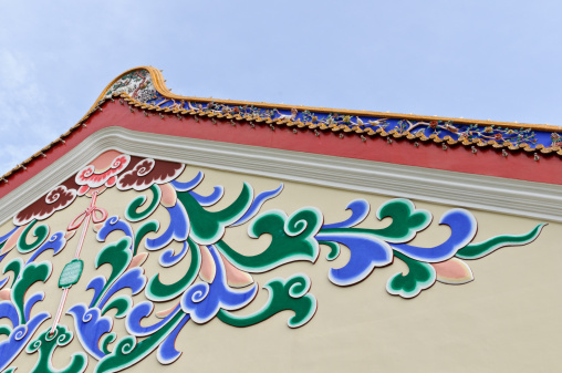 Decorative wall and roof edges on a chinese temple.
