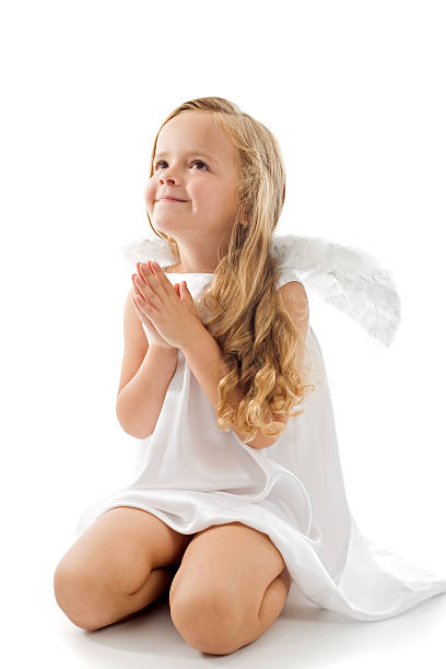 istock Little angel looking up gratefully 153755725