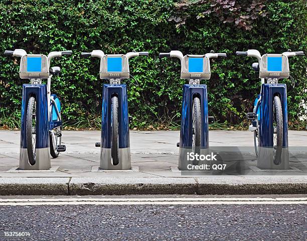 Bikes For Rent In London Stock Photo - Download Image Now - Bicycle, In A Row, Recruitment