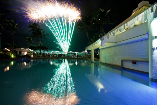 fireworks for new years eve by the pool