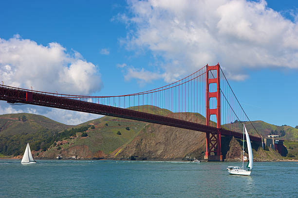 istock Golden Gate bridge with sailing boats 153756705