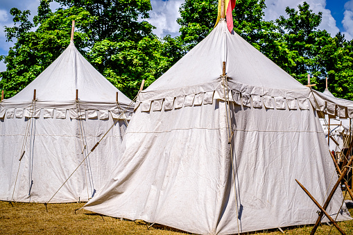 typical old-fashioned tent at a medieval festival - photo